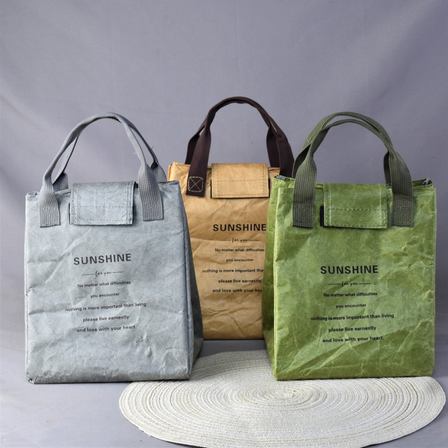 NNEDSZ Grey Eco-Friendly Insulated Lunch Bag with Handle - Durable and Reusable